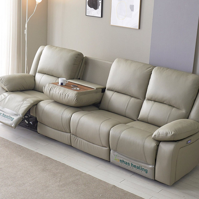 파로마 클레오 황소 통가죽 천연면피 리클라이너 쇼파 4인 제로월, 진베이지