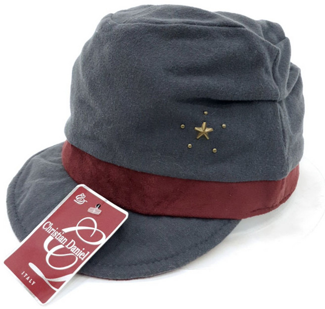 아싸마켓Christian Daniel 털 미시캡 군모 모자 벙거지 주름햇 쥐색 와인포인트