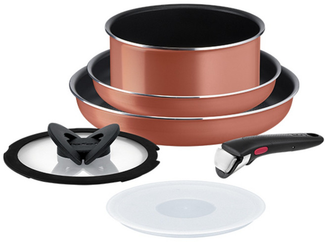 테팔 매직핸즈 엑스엘 포스 레드코랄 프라이팬 멀티 6P 세트 (프라이팬 22cm + 프라이팬 26cm + 편수냄비18cm + 유리뚜껑18cm + 밀폐뚜껑18cm + 분리형 손잡이), 레드 코랄