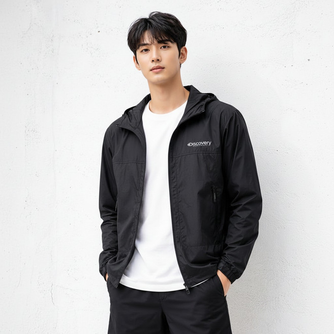 디스커버리 남성 바람막이 자켓 경량 가벼운 러닝복 헬스복 등산복 트레이닝복 운동복 후드 재킷