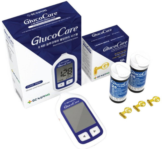 녹십자MS G400 글루코케어 혈당측정기+혈당시험지100+침100+솜100 당뇨 체크 세트 (네오헬스케어), 1개