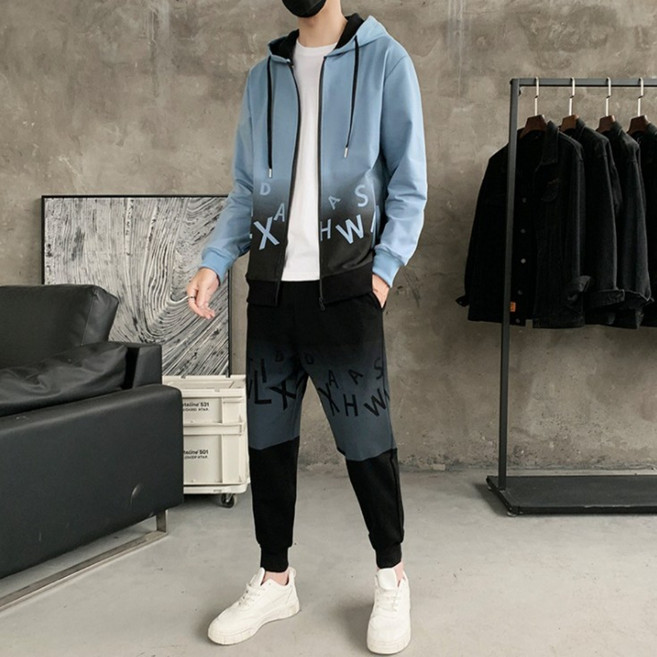 제이피엠 남자 남성 봄가을 후드 집업 트레이닝복세트 운동복 프린팅 상하의세트 RT14 12시이전주문 내일도착