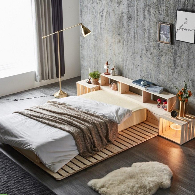 소나무 침대 프레임 매트리스 원목 깔판 저상형 패밀리 받침대