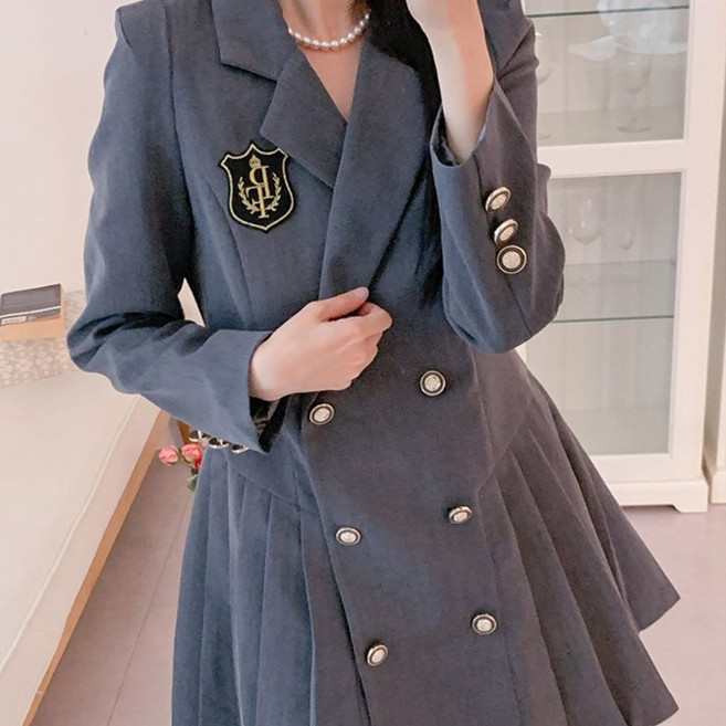 [쿠팡특가] 단독디자인 여성 정장 자켓 더블버튼 하객룩 출근룩 미니원피스