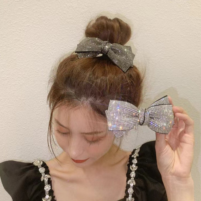 예삐스토어 1+1 반짝 큐빅 리본 헤어핀 리본핀 큐빅핀 반묶음 머리핀 긴머리 헤어집게 예쁜