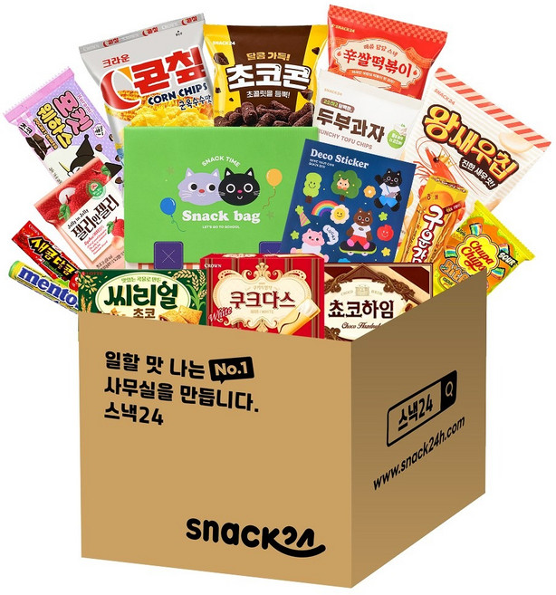 스낵24 유치원 어린이집 학교 단체선물 간식 가방 구디백 14종 과자선물세트, 1세트, 그린