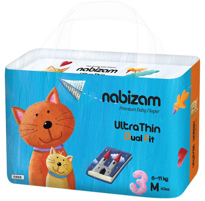 [체험팩] 나비잠 기저귀 울트라씬 듀얼핏 밴드 4장 모음, 중형(M), 4매