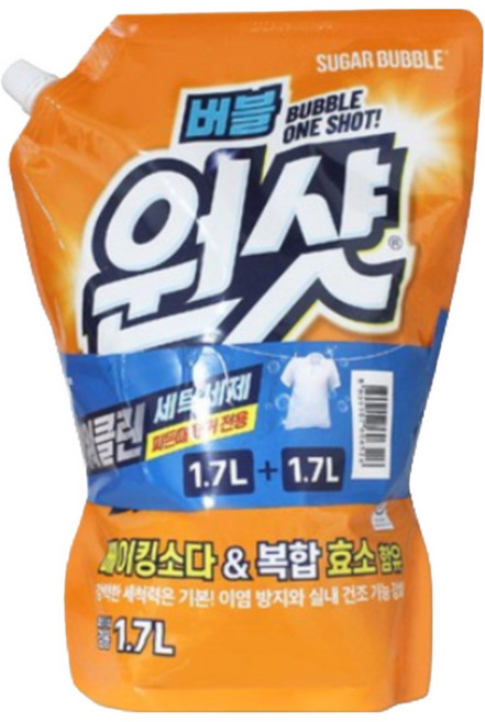 슈가버블 버블원샷 세탁세제 파워클린 (리필) 1.7L x 2ea, 2개