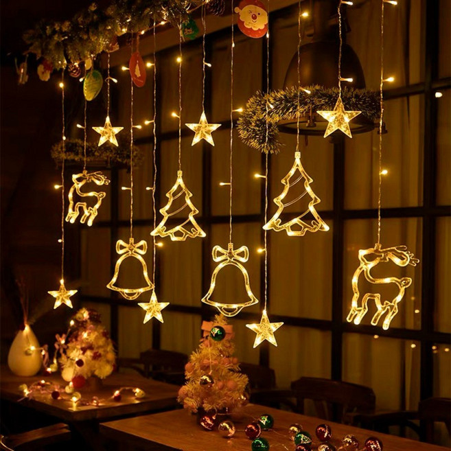 maomaodian크리스마스 LED조명 거실 커튼식 창문 유리 트리 장식 가랜드조명 ZZSDDC-9, 1개, 타입B-3.5M