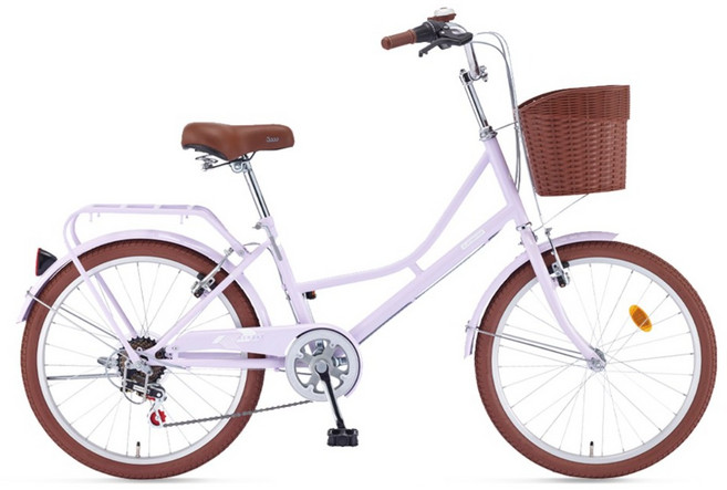 2025 삼천리 레스포 22 선데이 자전거 키즈 초등학생 시티형 짐받이 바구니자전거 99%조립, 라일락 (99% 조립), 1개, 157cm