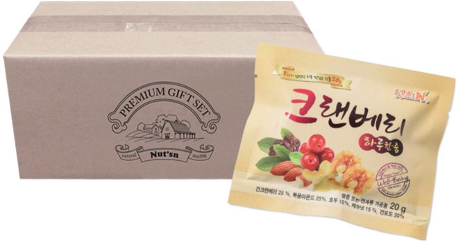 견과류믹스 30봉 크랜베리 건포도 아몬드 호두 캐슈넛 휴대간식, 20g, 30개