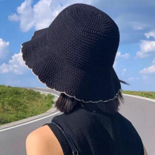 [지우네샾] 웨이브핏 라탄 버킷햇 왕골모자