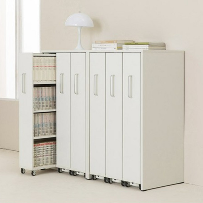 포더홈 세이버 슬라이딩 일반 만화 수납 책장, 1)낮은 만화책장[좌형]_화이트화이트