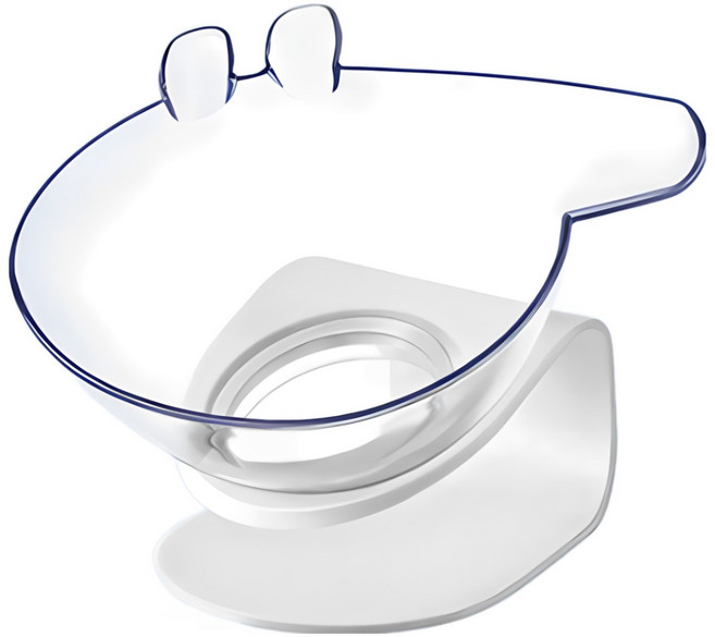 페더스 고양이 투명 사료그릇 목보호 경추보호 묘체공학 디자인 15cm, 1개, 화이트