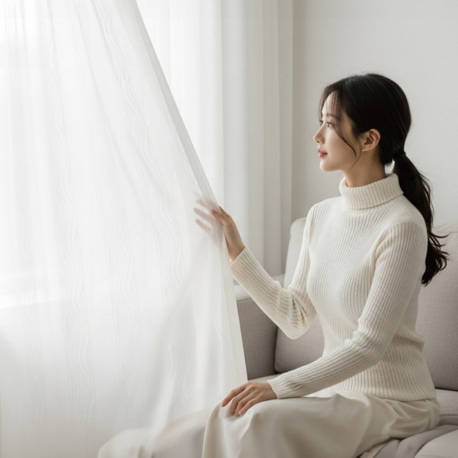해움창 국내생산 비침없는 차르르 나비주름 쉬폰커튼