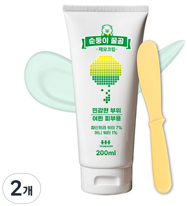 올리브영 팀스모어 순둥이 꿀곰 제모크림 브라질리언 왁싱크림 겨드랑이 왁싱, 200ml, 2개