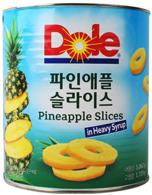 돌 파인애플 슬라이스 통조림, 3.062kg, 1개