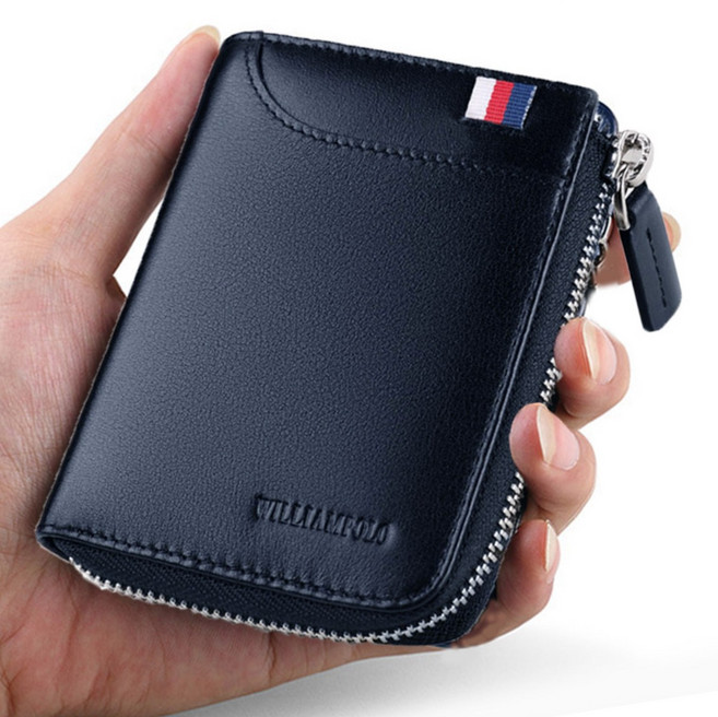 윌리엄폴로 소가죽 지퍼형 남성지갑 카드지갑 동전수납 군인 학생 반지갑 253P