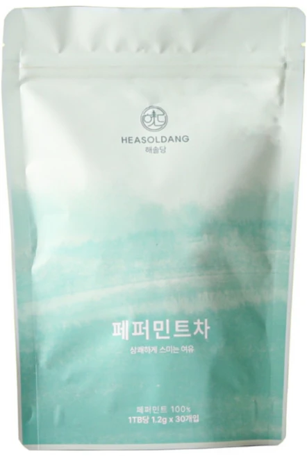 [골든티어워드 우승] 해솔당 페퍼민트 프리미엄 티백 생분해필터, 1개, 30개입, 1.2g - 쿠팡
