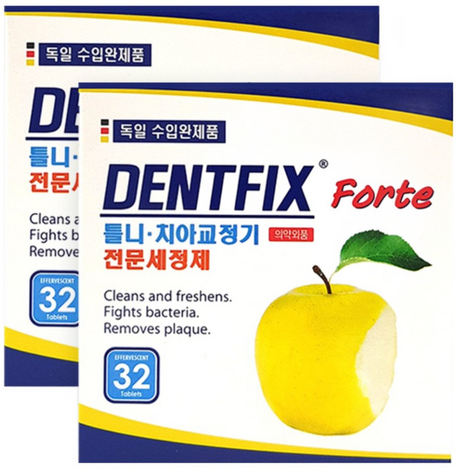 덴트픽스 포르테 32정 틀니 치아교정기 세정제, 32개입, 2세트