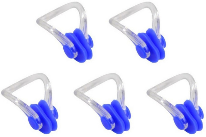 NOV- 실리콘 코마개 잠수 수영 코 물들어감 방지 코집게 코클립, 5개, 블루