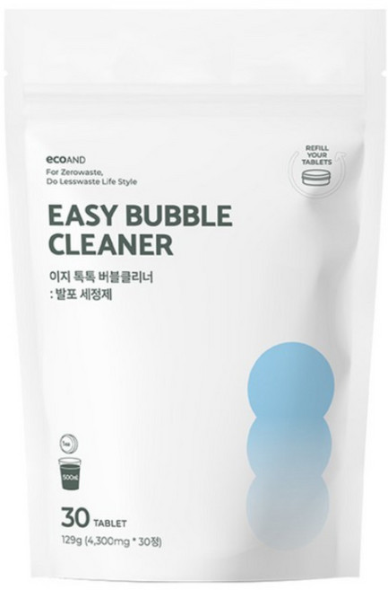 에코앤드 텀블러 과일 야채 유아용품 세척 이지톡톡 버블클리너 대용량 파우치 (30정), 2개