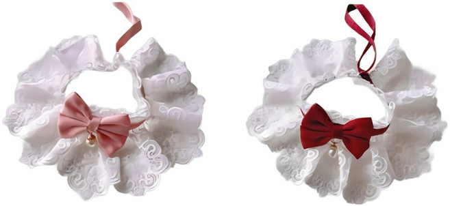 [해피매리] 댕냥이 진주 레이스 케이프 세트, 2개, 와인+핑크