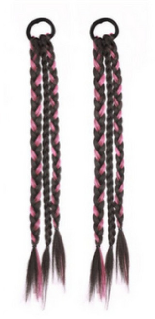 땋은 머리 가발 브릿지 컬러 헤어피스 머리 클립 1쌍 2개입, 1개, 핑크 3겹
