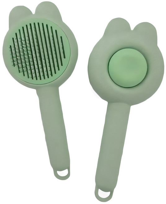 온리너 애완동물 고양이 빗 원터치 브러쉬 2개세트, 1개, 그린+그린