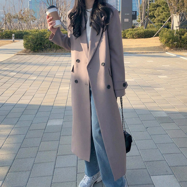 (국내 자체 제작) 로에즈 더블 투버튼 롱코트 자켓