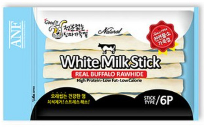 ANF 로하이드 화이트 밀크스틱 6P 천연물소껌, ANF화이트밀크스틱6P, 40g, 1개