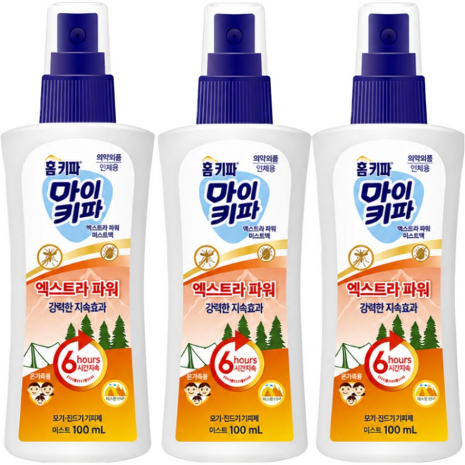 모기 진드기 기피제 홈키파 마이키파 미스트 엑스트라 파워, 3개, 100L