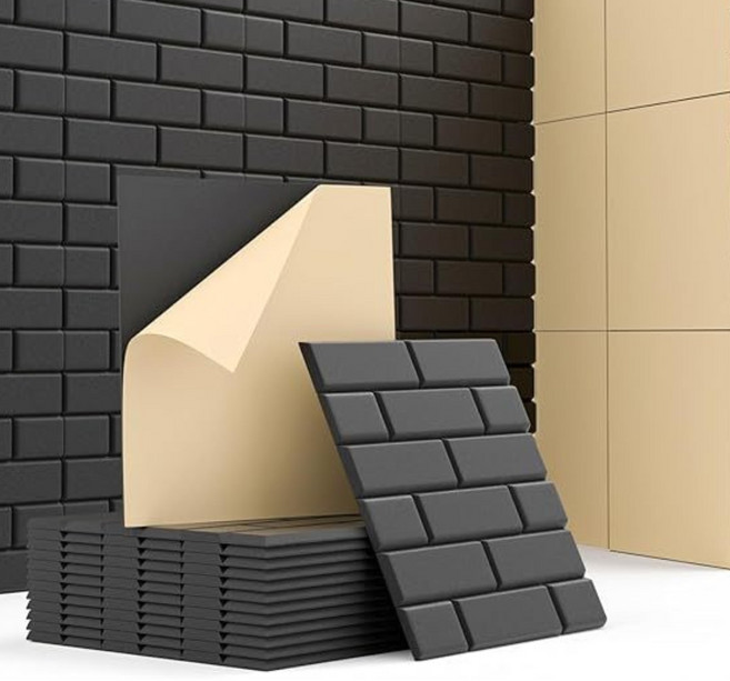 스타일닥터 소음방지 흡음재 폴리 소재 현관문 방음재 극장 노래방 전용 벽체 접착 방음판, 12개, 블랙