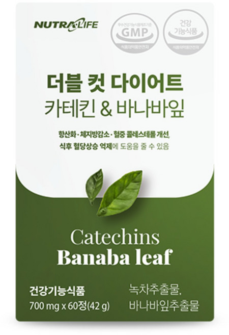뉴트라라이프 더블 컷 다이어트 카테킨 앤 바나바잎, 60정, 1개
