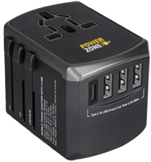 파워존 트래블 어댑터 여행용멀티탭 USB 4포트 해외 멀티플러그, 1개, 트래블 어댑터 기본형(USB 포트 미포함), 블랙