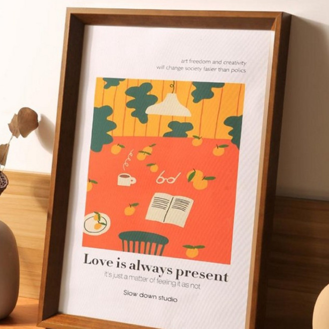 디모어 고급형 우드 원목 인테리어 액자 프레임, 진호두색