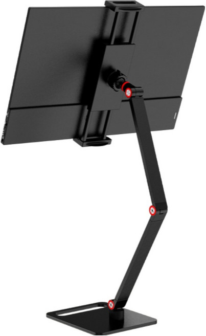 MagicRaven 휴대용 모니터 거치대 테블릿 스탠드 360도 회전 높이조절 접이식, 1개, 암 길이 18x18cm 블랙
