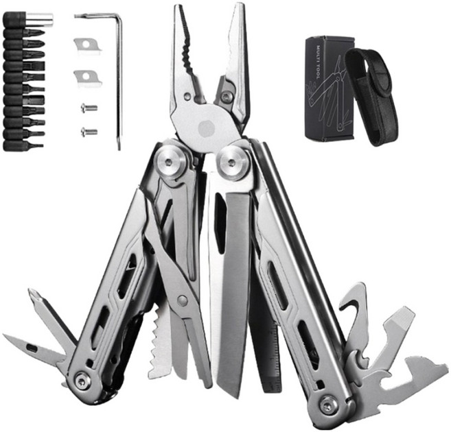 ZOZOFO GHK6Pro NEW버전 접이식 16기능 멀티툴 공구 아웃도어 서바이벌 맥가이버칼 캠핑용품, 은색(GHK6Pro), 1개