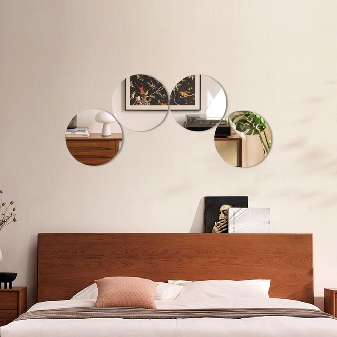 (2mm) 부착형 아크릴 원형 벽거울, 20cm x 10 개