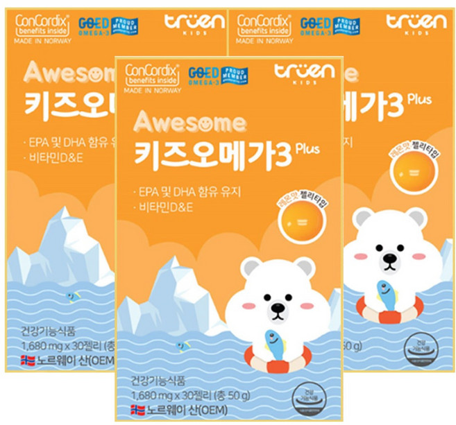 어썸 키즈오메가3 옵션 중, 어썸 키즈오메가 Plus 알티지오메가3 / 어썸스마트키, 45g, 3개