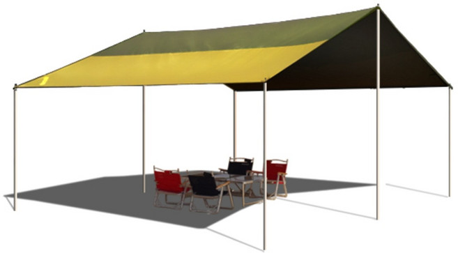 트라이캠프 브라이트블랙 타프 렉타타프 캠핑타프 대형 440x440, 타프스킨+알루미늄폴6줄+스트링+팩(풀구성)