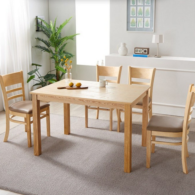 동서가구 베이직WO 4인 식탁 테이블 세트/의자 4개 DF628655, 내추럴