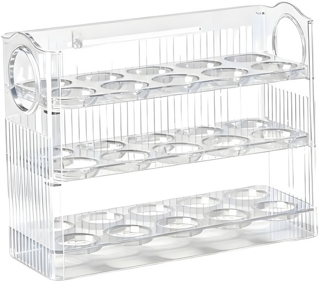 SHYP 자동 오픈 계란 보관함 3단 30구, 1개, 투명 화이트