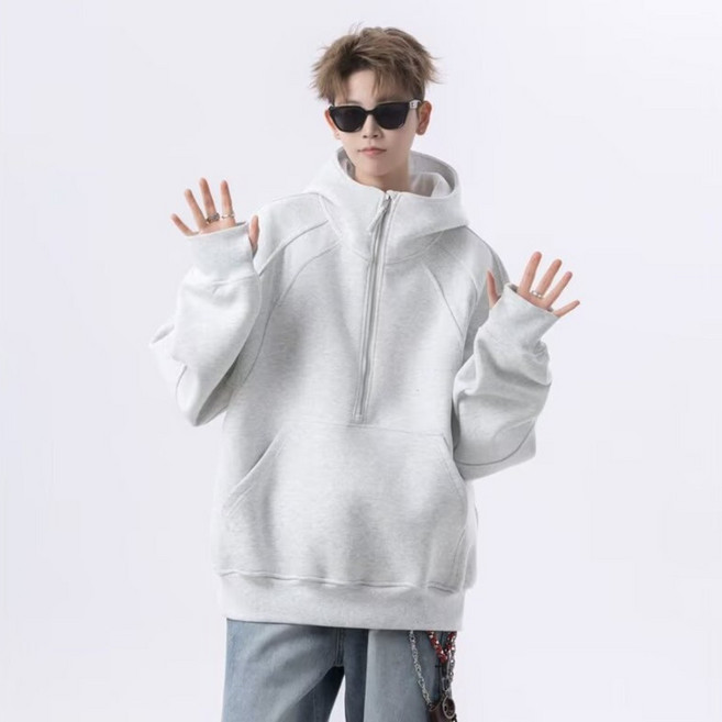 ANYOU 남자 대용량 포켓 후드맨투맨 데일리룩 보들보들 안감 루즈핏 아우터