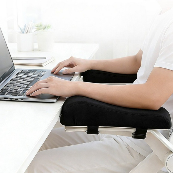 하네사 어깨해방 의자 팔걸이 쿠션 팔꿈치 받침대 2개, 미드나잇 블랙