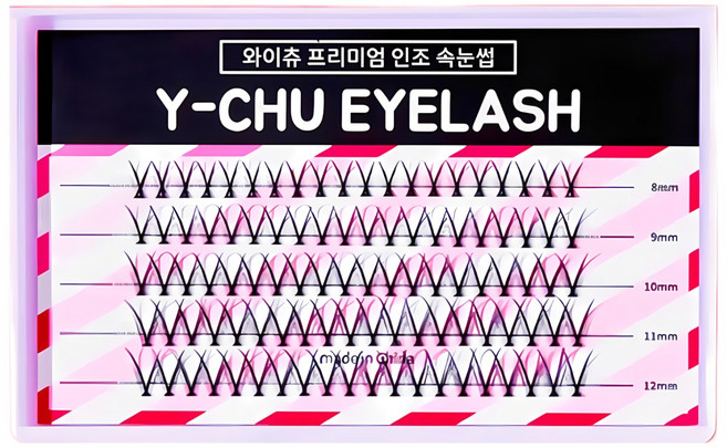 와이츄 프리미엄 가닥 속눈썹 혼합 8~12mm B-4-1 100p 세트, 블랙, 1개