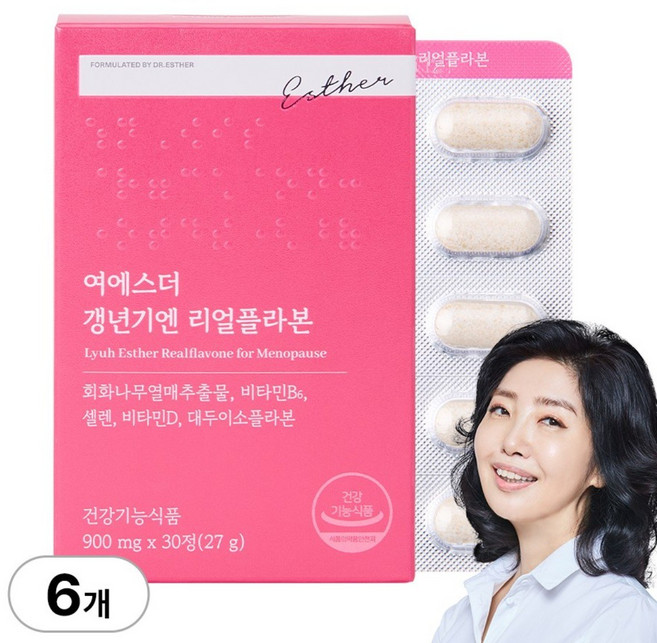 [본사직영] 여에스더 갱년기엔 리얼플라본 (갱년기 여성 건강 기능성) 국민영양 프로젝트, 30정, 6박스