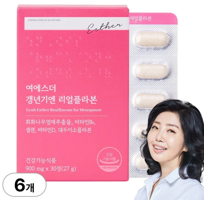 [본사직영] 여에스더 갱년기엔 리얼플라본 (갱년기 여성 건강 기능성) 국민영양 프로젝트, 30정, 6박스 - 쿠팡