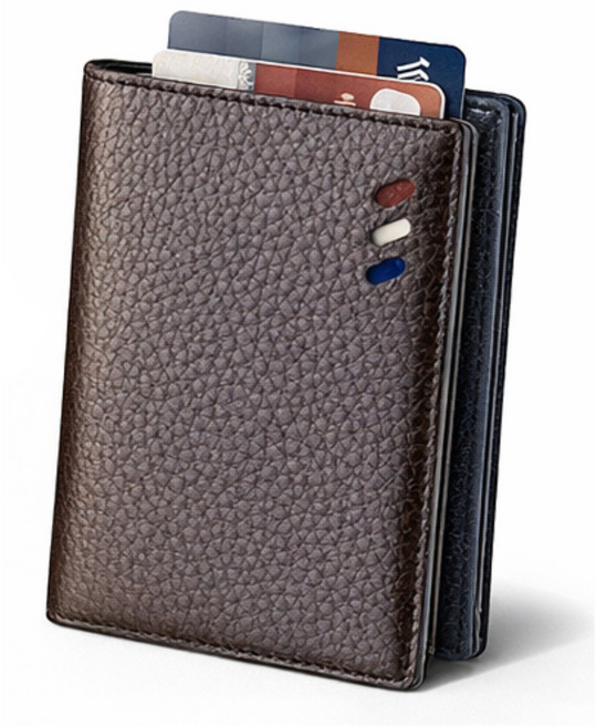 휴마이 슬림남성지갑 PU가죽 프렌치포인트 미니멀 카드지갑 RFID차단