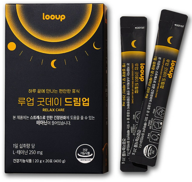 루업 굿데이 드림업 액상 테아닌 스트레스 긴장완화 (부원료 흑하랑상추 피스타치오추출분말 타트체리 감태 가바 아연 마그네슘) 3box(60포), 60개, 20g